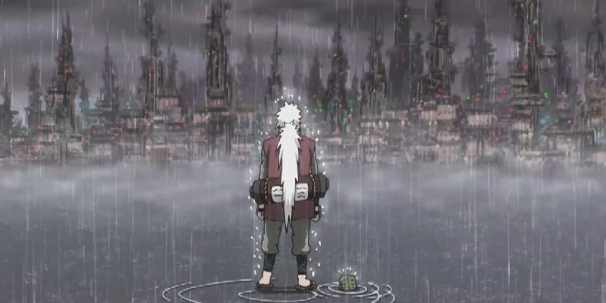 Jiraiya returns to the Village Hidden In the Rain in Naruto Shippuden