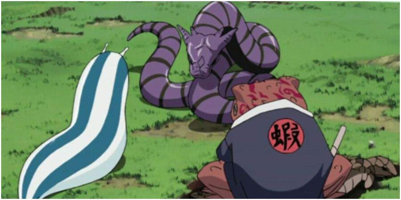 Jiraiya, Tsunade, and Orochimaru showdown in Naruto.